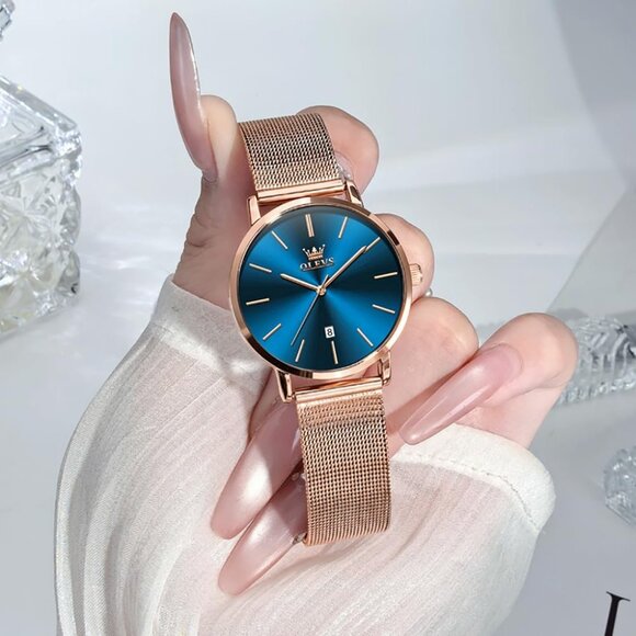 Women\'s Rose gold Watches for Ladies Female Wrist Watch Leather Band Waterproof main image 5